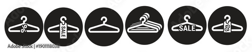  hanger sale icons set white on a black background 