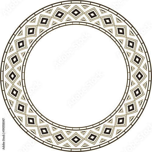 African round gold and black ornament. Cultural heritage of the African peoples. Ethnic endless border, frame. Zimbabwe ornament.