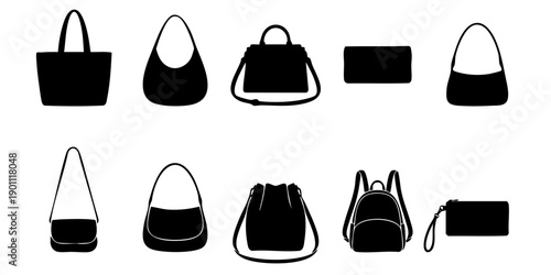 Collection of Handbags and Purses in Various Styles and Designs Displayed on a Clean Background