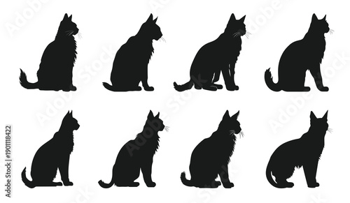  lynx cat silhouettes vector set black cats silhouette