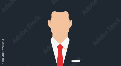 Minimal businessman avatar in suit and tie on dark background professional profile icon flat vector illustration
