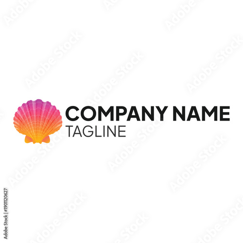 Colorful gradient sea shell logo. Shell icon and symbol. Company and business logo