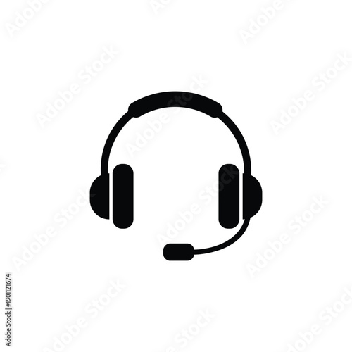 Headset with Microphone for Customer Support and Communication vector illustration