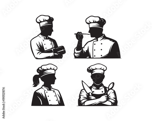 set of chef silhouettes