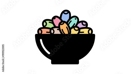 Colorful crayons in a black bowl on white background vibrant art supplies