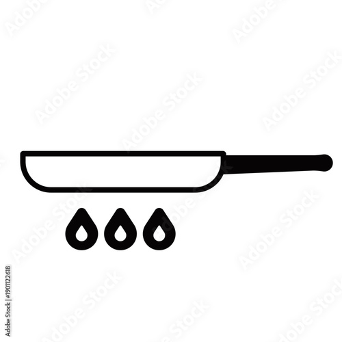 火にかけたフライパンのシンプル線画イラスト