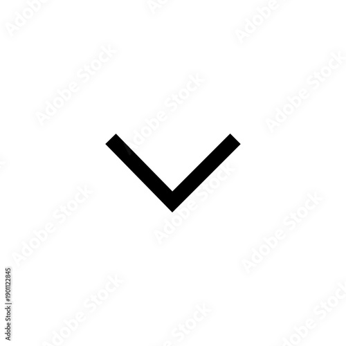 Minimalist black downward chevron icon on a clean transparent background, representing collapse or scrolling down in user interface design.