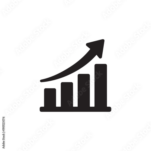 Growth Bar Chart with Upward Arrow Icon Vector