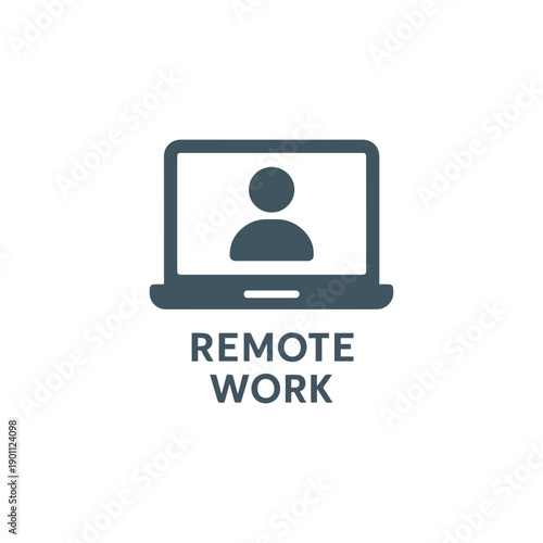 Remote Work Laptop with Person Icon Vector