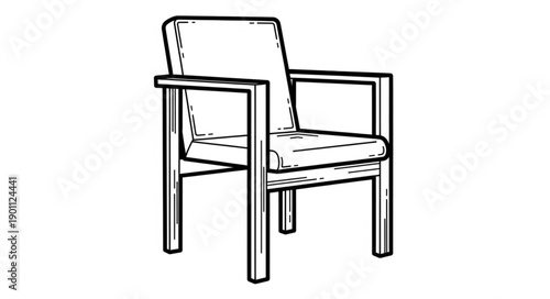 Simple Line Drawing of a Modern Armchair.