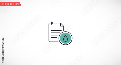 Document with Water Drop Icon Symbolizing Hydration or Liquid Content.