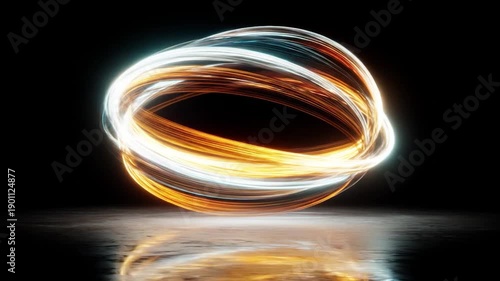 Abstract light trails dynamic swirls in vibrant orange and white