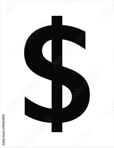 Simple Black Dollar Sign Icon Illustration