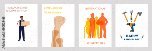 Labor day.A set of postcards.Content for greeting
posts, banners, presentations, websites, social networks, and printed products