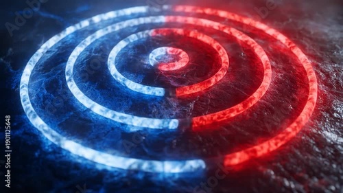 Abstract glowing rings animation against a textured background