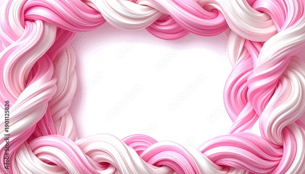 Fototapeta premium Beautiful pink and white swirly border design with empty space