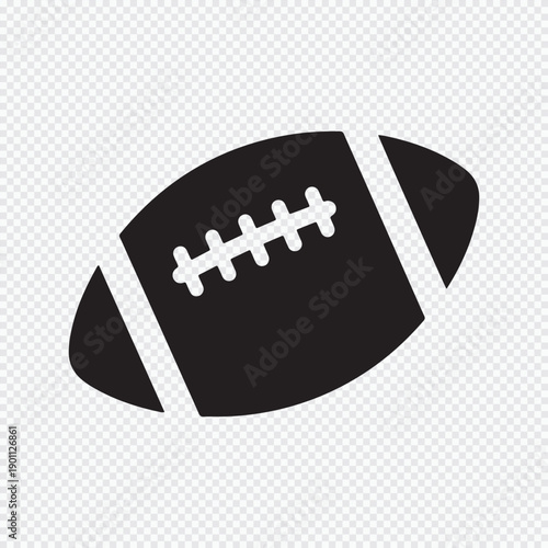 American football or rugby ball silhouette icon. Sport, game, and competition vector symbol.