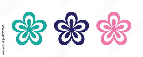 set of flowers vector. set of colorful floral designs