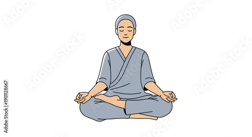Person meditating in lotus pose zen illustration.