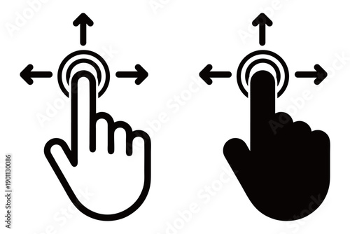 touch right left and up icon , slide screen icon