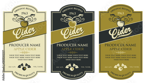collection of different colors labels for apple cider