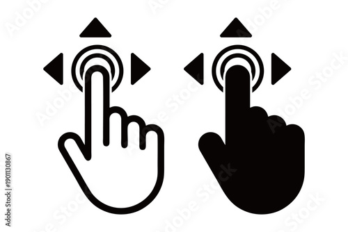 touch right left and up icon , slide screen icon