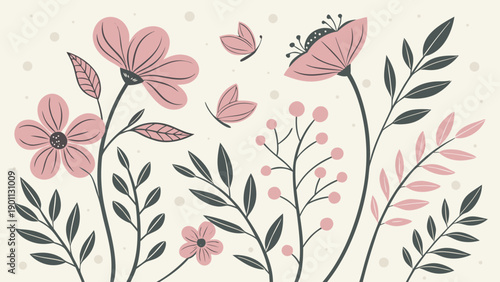 Elegant Floral Botanical Pattern Vector