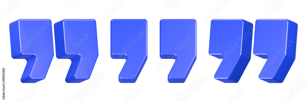 Obraz premium quotes icon 3d render blue color