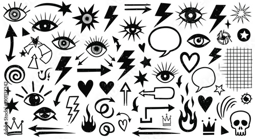 Diverse Set of Hand Drawn Doodle Elements and Abstract Icons.