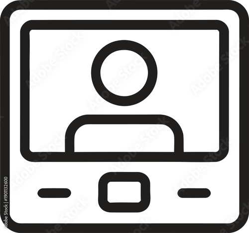 Video call line icon. Communication, connection, chat, virtual meeting, remote vector illustration