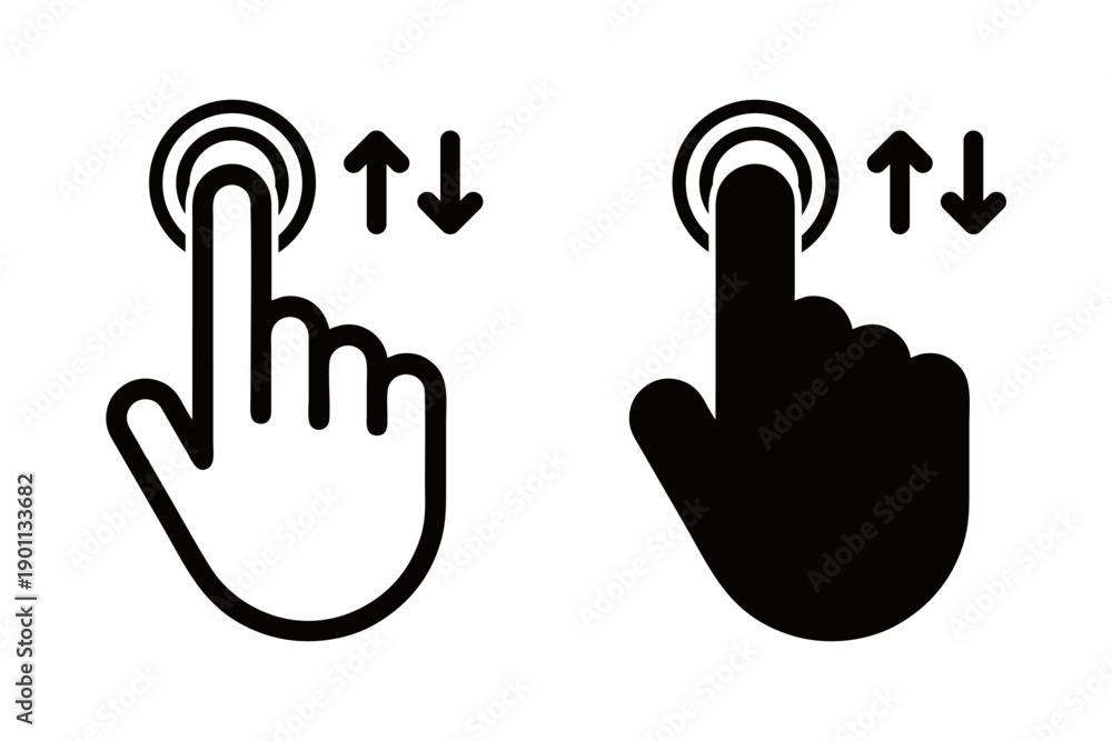 Fototapeta premium swipe up and down icon , tap up and down icon