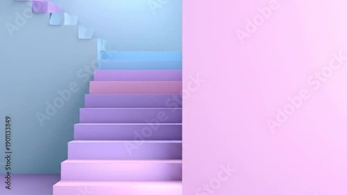 Colorful staircase abstract rendering ascending architectural concept