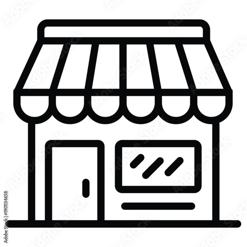 Store line icon design. Grocery store symbol. Shop outline vector illustration. 
