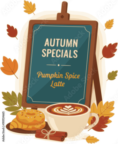 Autumn cafe menu boards signs chalkboard coffee shop specials watercolor seasonal restaurant design fall beverages display decoration illustration