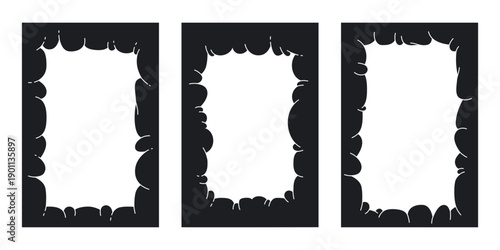 Bubble cloud frames. Abstract puffy cloud borders, contemporary organic figures flat vector illustration set. Cartoon chubby frames on white