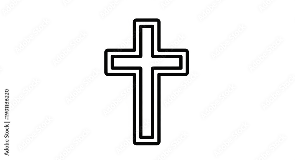 Obraz premium Simple Outline of a Christian Cross Symbol.