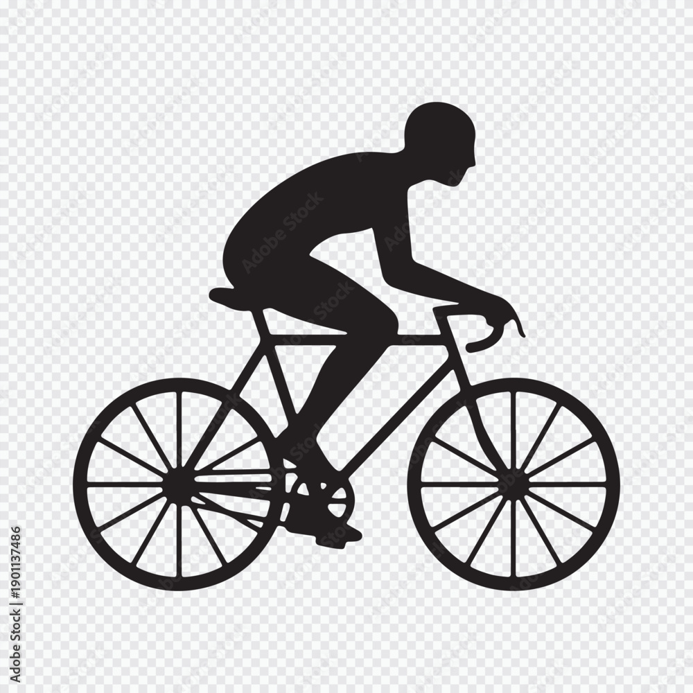 Fototapeta premium Cyclist Riding Bicycle Silhouette Icon