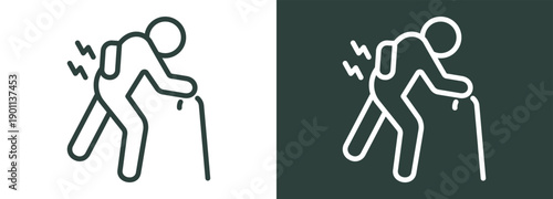 Back Pain Issues Icon White and Black Style Of