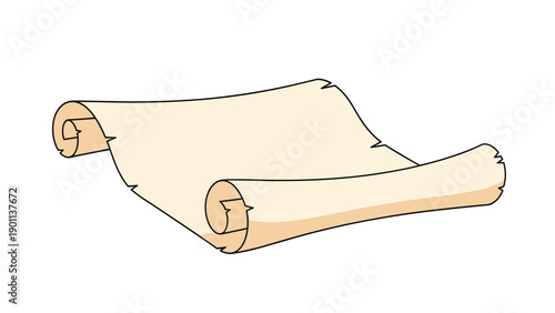 An antique-looking, light brown paper scroll with frayed and torn edges, unrolled and ready for ancient script.