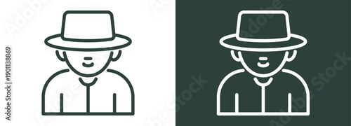 Old Man Icon White and Black Style Of