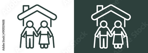 Nursing Home Icon White and Black Style Of