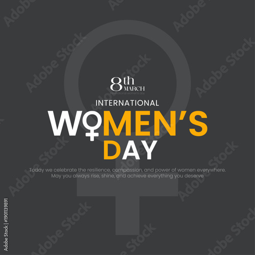 International Women’s Day Poster with Feminist Symbol and Typography Women’s Day March 8 design, vector illustration.