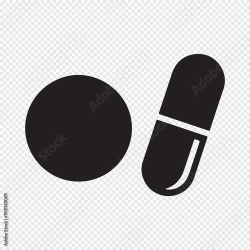 Pill and capsule icon. Medicine, pharmacy, and healthcare symbol.