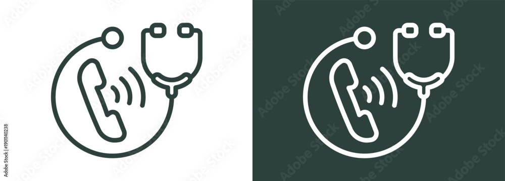 Fototapeta premium Call Doctor Icon White and Black Style Of