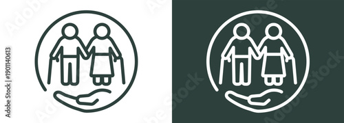 Elderly Care Icon White and Black Style Of