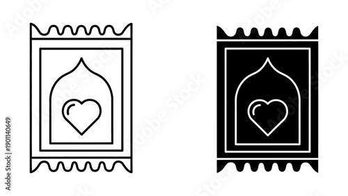 Minimalist condom wrapper icons featuring a heart symbol representing safe sex practices and sexual health awareness for medical education and romantic health, clean vector graphics.