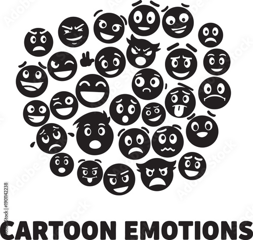 cartoon emotion faces  various expressions