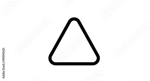 A simple, bold black outline of a rounded triangle on a white background.