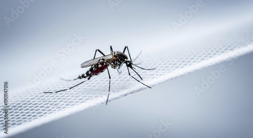 Foto Mosquito on white mosquito wire mesh,net