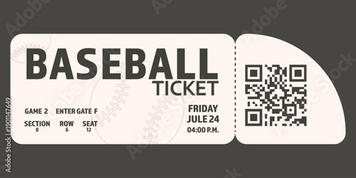 Card baseball ticket modern admit qr design
